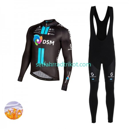 Team DSM Radbekleidung Radtrikot Langarm + Lang Trägerhose Winter Thermal Fleece 2022 N001